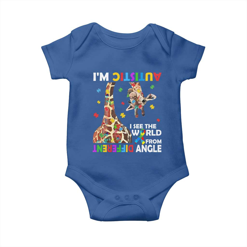 Funny I'm Autistic I See The World Form Different Angle Baby Onesie Puzzle Giraffe