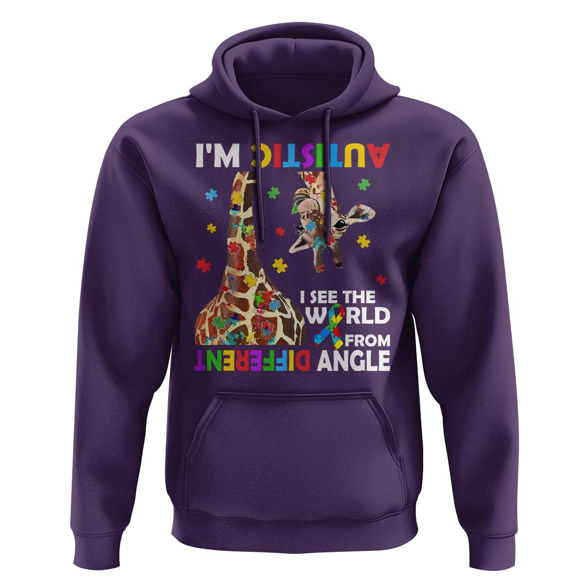 Funny I'm Autistic I See The World Form Different Angle Hoodie Puzzle Giraffe