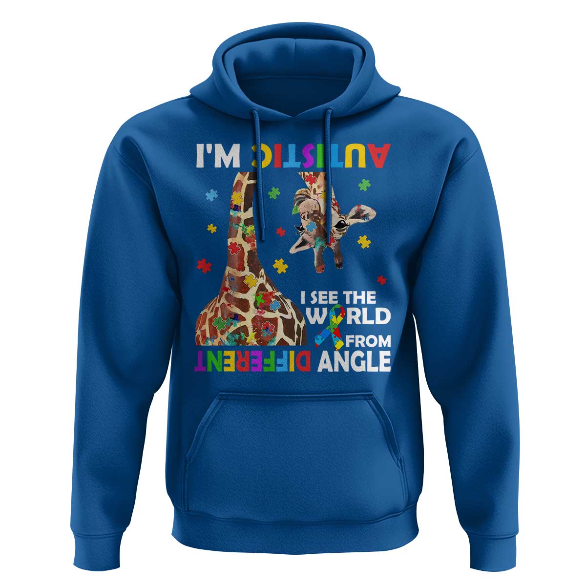 Funny I'm Autistic I See The World Form Different Angle Hoodie Puzzle Giraffe