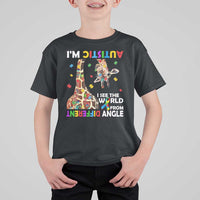 Funny I'm Autistic I See The World Form Different Angle T Shirt For Kid Puzzle Giraffe