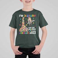 Funny I'm Autistic I See The World Form Different Angle T Shirt For Kid Puzzle Giraffe