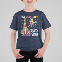 Funny I'm Autistic I See The World Form Different Angle T Shirt For Kid Puzzle Giraffe
