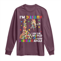 Funny I'm Autistic I See The World Form Different Angle Long Sleeve Shirt Puzzle Giraffe