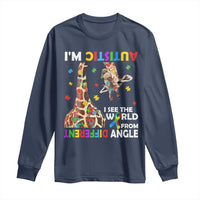 Funny I'm Autistic I See The World Form Different Angle Long Sleeve Shirt Puzzle Giraffe
