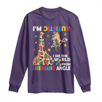 Funny I'm Autistic I See The World Form Different Angle Long Sleeve Shirt Puzzle Giraffe