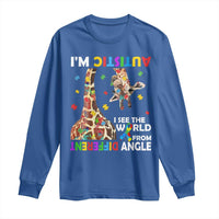 Funny I'm Autistic I See The World Form Different Angle Long Sleeve Shirt Puzzle Giraffe