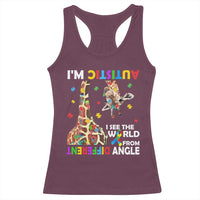 Funny I'm Autistic I See The World Form Different Angle Racerback Tank Top Puzzle Giraffe