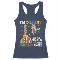 Funny I'm Autistic I See The World Form Different Angle Racerback Tank Top Puzzle Giraffe
