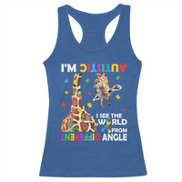 Funny I'm Autistic I See The World Form Different Angle Racerback Tank Top Puzzle Giraffe
