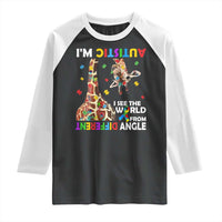 Funny I'm Autistic I See The World Form Different Angle Raglan Shirt Puzzle Giraffe