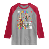Funny I'm Autistic I See The World Form Different Angle Raglan Shirt Puzzle Giraffe