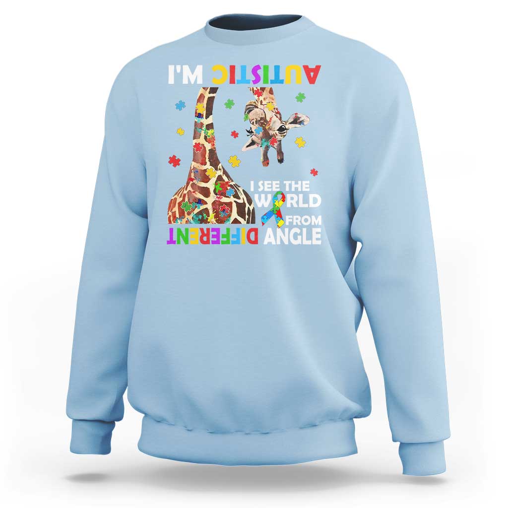 Funny I'm Autistic I See The World Form Different Angle Sweatshirt Puzzle Giraffe