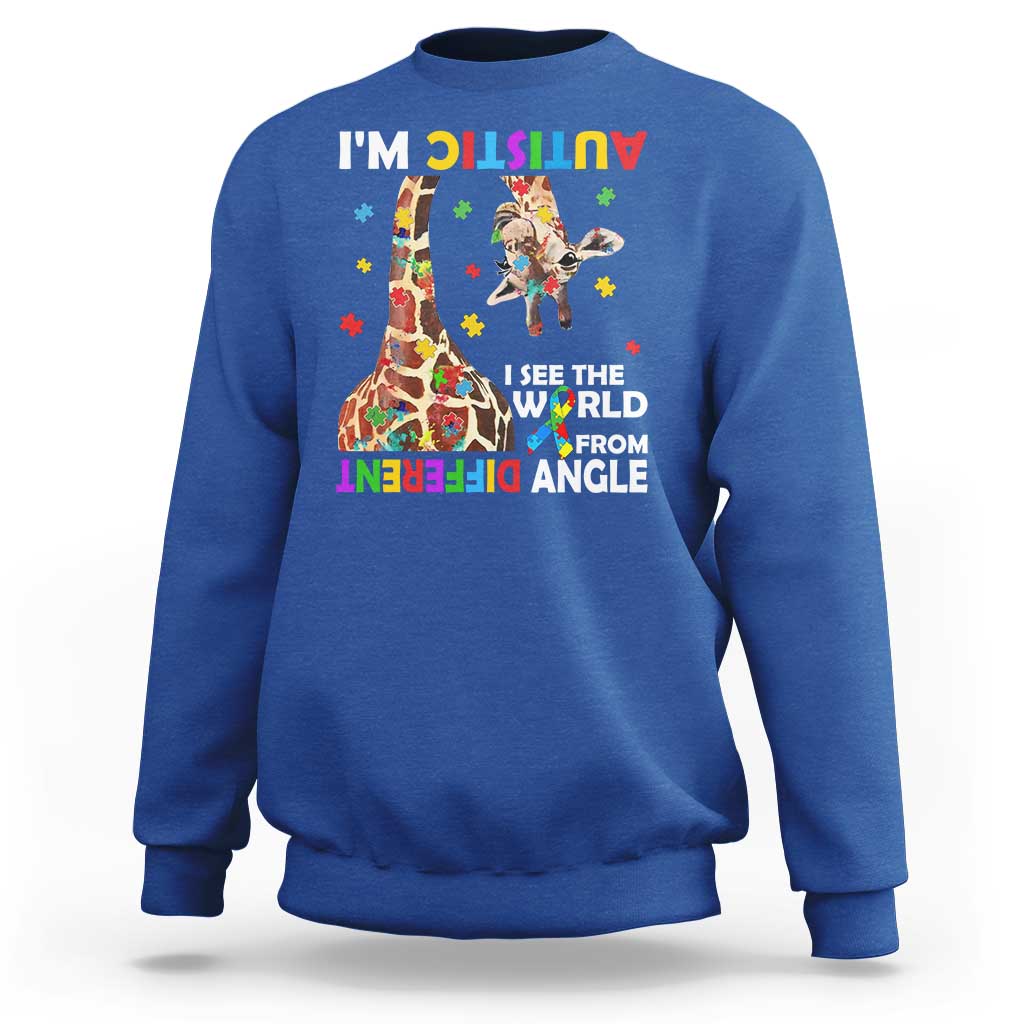 Funny I'm Autistic I See The World Form Different Angle Sweatshirt Puzzle Giraffe