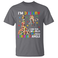 Funny I'm Autistic I See The World Form Different Angle T Shirt Puzzle Giraffe