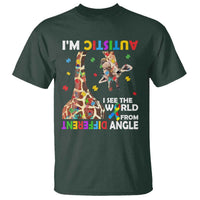 Funny I'm Autistic I See The World Form Different Angle T Shirt Puzzle Giraffe