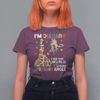 Funny I'm Autistic I See The World Form Different Angle T Shirt For Women Puzzle Giraffe