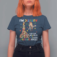 Funny I'm Autistic I See The World Form Different Angle T Shirt For Women Puzzle Giraffe