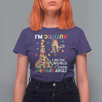 Funny I'm Autistic I See The World Form Different Angle T Shirt For Women Puzzle Giraffe