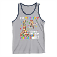 Funny I'm Autistic I See The World Form Different Angle Tank Top Puzzle Giraffe