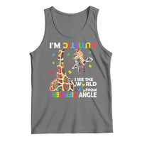Funny I'm Autistic I See The World Form Different Angle Tank Top Puzzle Giraffe
