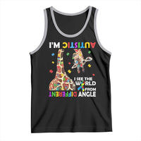 Funny I'm Autistic I See The World Form Different Angle Tank Top Puzzle Giraffe