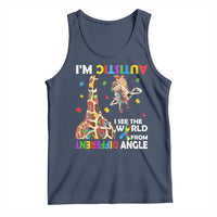 Funny I'm Autistic I See The World Form Different Angle Tank Top Puzzle Giraffe