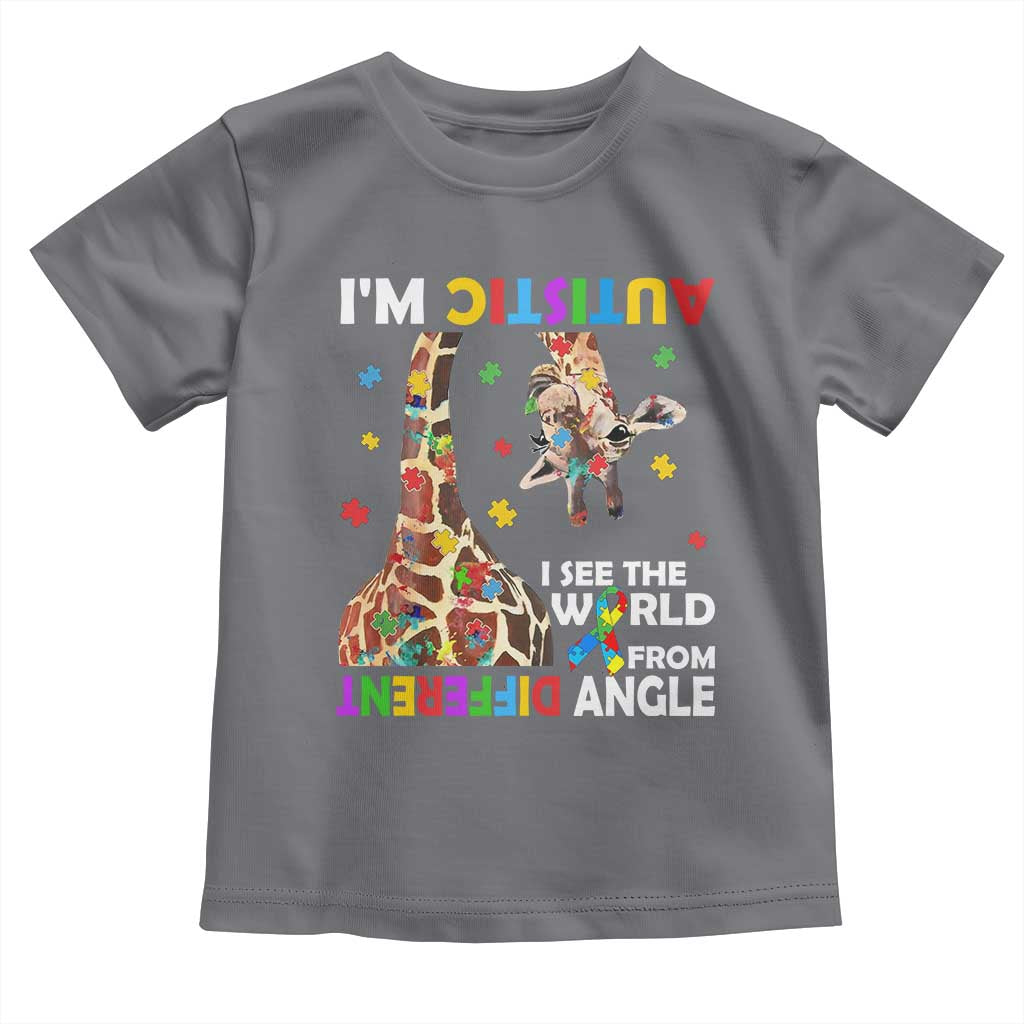 Funny I'm Autistic I See The World Form Different Angle Toddler T Shirt Puzzle Giraffe
