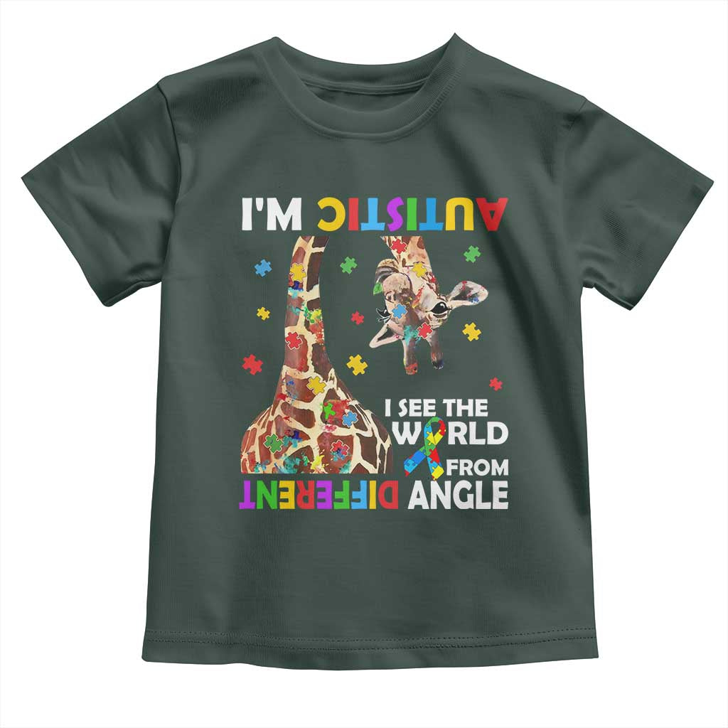 Funny I'm Autistic I See The World Form Different Angle Toddler T Shirt Puzzle Giraffe