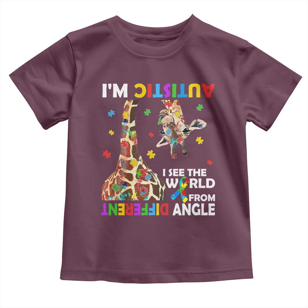 Funny I'm Autistic I See The World Form Different Angle Toddler T Shirt Puzzle Giraffe