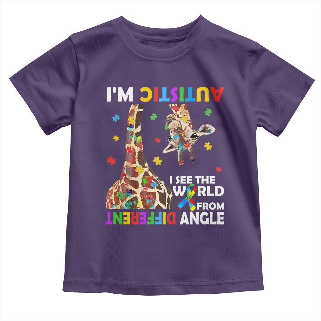 Funny I'm Autistic I See The World Form Different Angle Toddler T Shirt Puzzle Giraffe