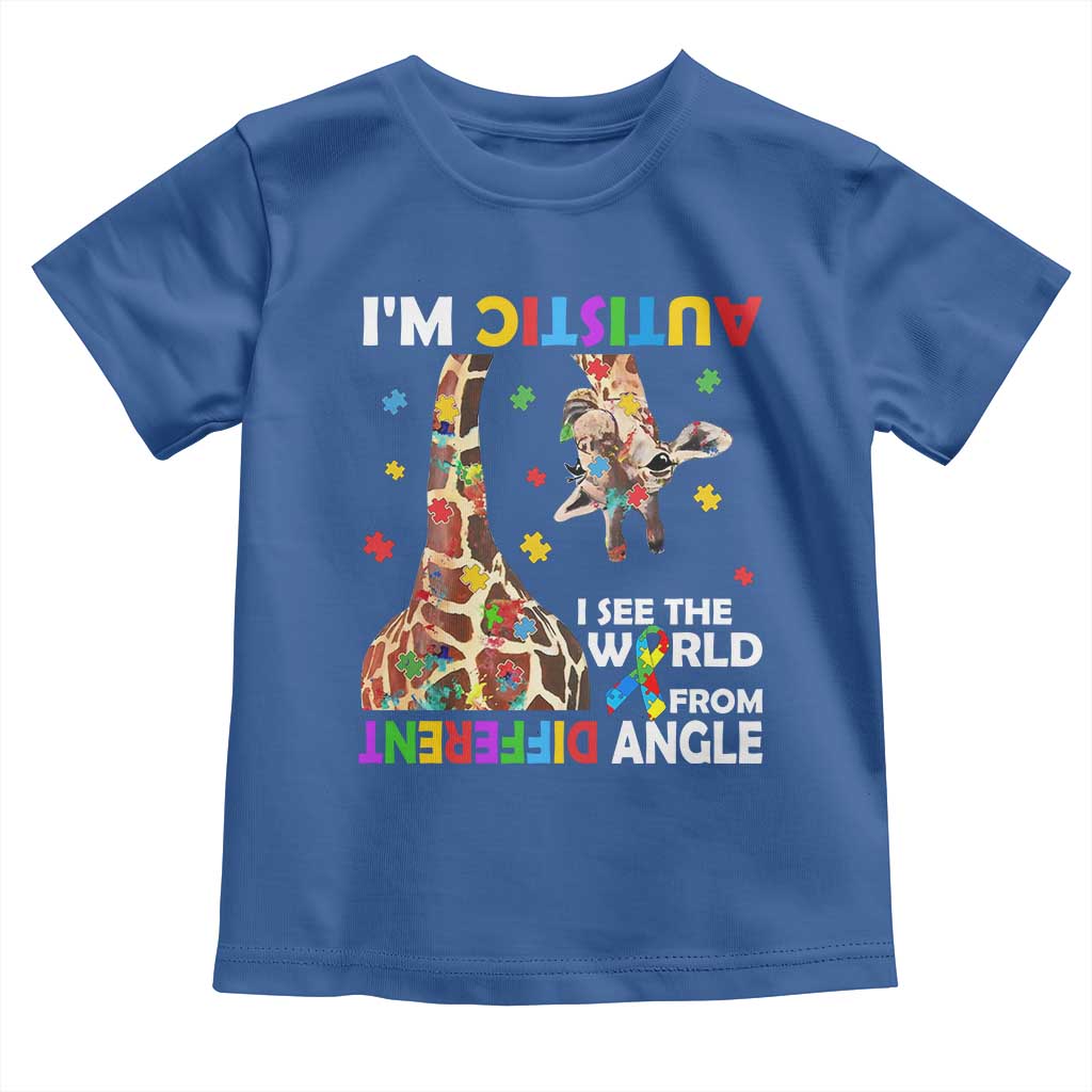 Funny I'm Autistic I See The World Form Different Angle Toddler T Shirt Puzzle Giraffe
