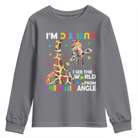Funny I'm Autistic I See The World Form Different Angle Youth Sweatshirt Puzzle Giraffe