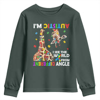 Funny I'm Autistic I See The World Form Different Angle Youth Sweatshirt Puzzle Giraffe