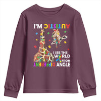 Funny I'm Autistic I See The World Form Different Angle Youth Sweatshirt Puzzle Giraffe