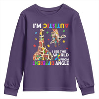 Funny I'm Autistic I See The World Form Different Angle Youth Sweatshirt Puzzle Giraffe