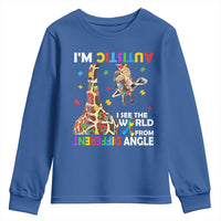 Funny I'm Autistic I See The World Form Different Angle Youth Sweatshirt Puzzle Giraffe