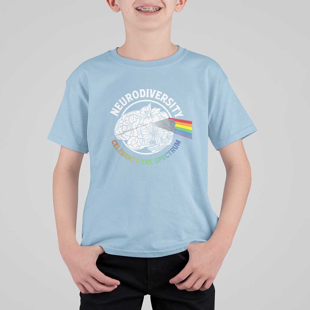 Neurodiversity Celebrate The Spectrum T Shirt For Kid Brain Autism Awareness ASD ADHD