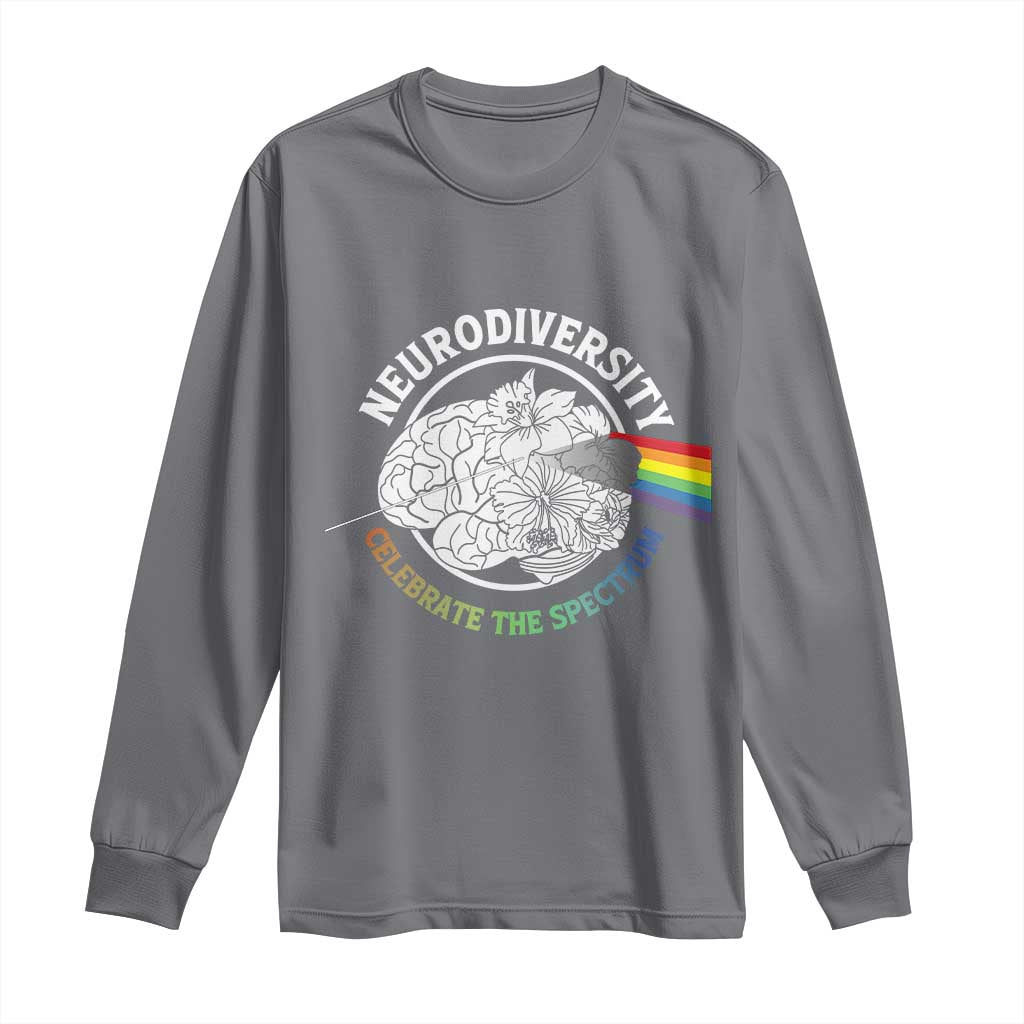 Neurodiversity Celebrate The Spectrum Long Sleeve Shirt Brain Autism Awareness ASD ADHD