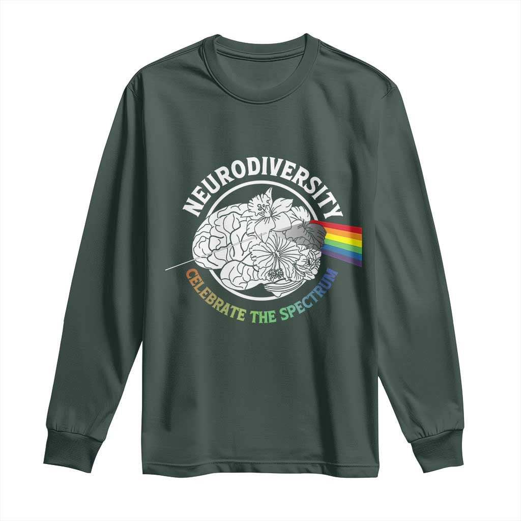 Neurodiversity Celebrate The Spectrum Long Sleeve Shirt Brain Autism Awareness ASD ADHD