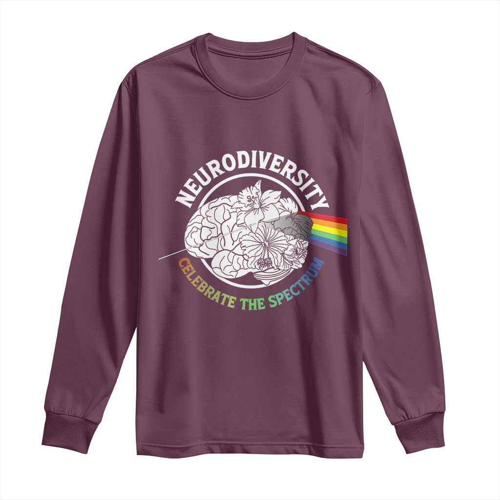 Neurodiversity Celebrate The Spectrum Long Sleeve Shirt Brain Autism Awareness ASD ADHD