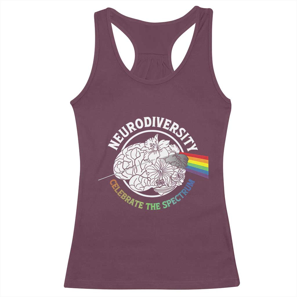 Neurodiversity Celebrate The Spectrum Racerback Tank Top Brain Autism Awareness ASD ADHD