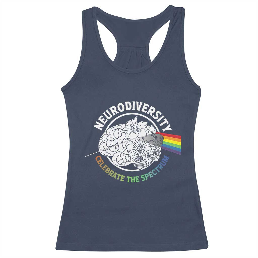 Neurodiversity Celebrate The Spectrum Racerback Tank Top Brain Autism Awareness ASD ADHD