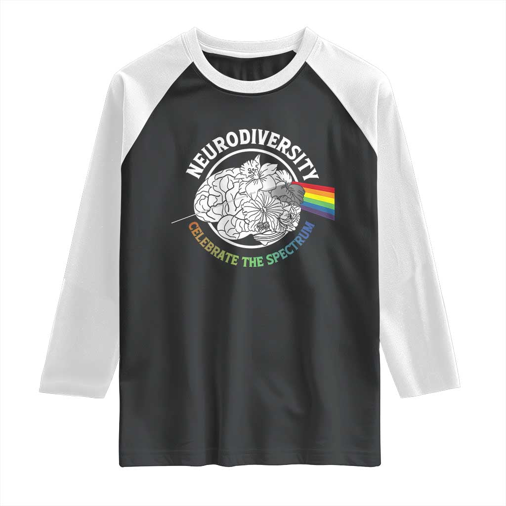 Neurodiversity Celebrate The Spectrum Raglan Shirt Brain Autism Awareness ASD ADHD
