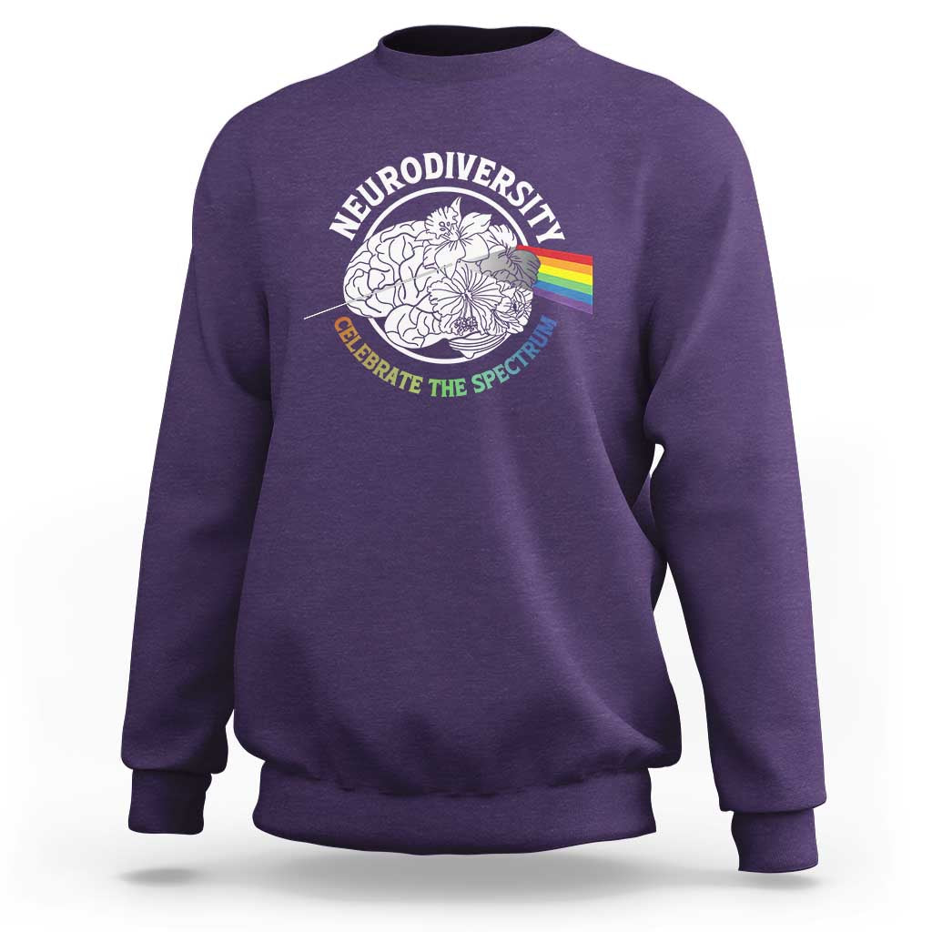 Neurodiversity Celebrate The Spectrum Sweatshirt Brain Autism Awareness ASD ADHD