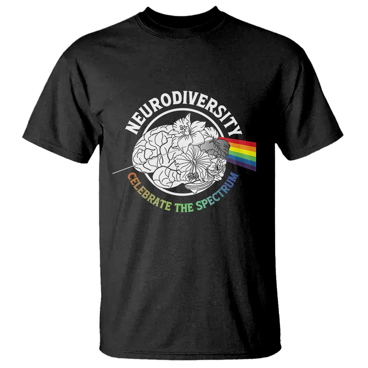 Neurodiversity Celebrate The Spectrum T Shirt Brain Autism Awareness ASD ADHD