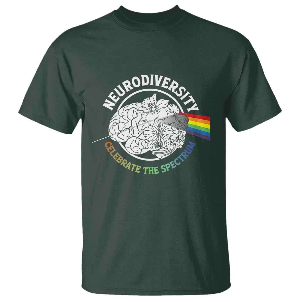 Neurodiversity Celebrate The Spectrum T Shirt Brain Autism Awareness ASD ADHD