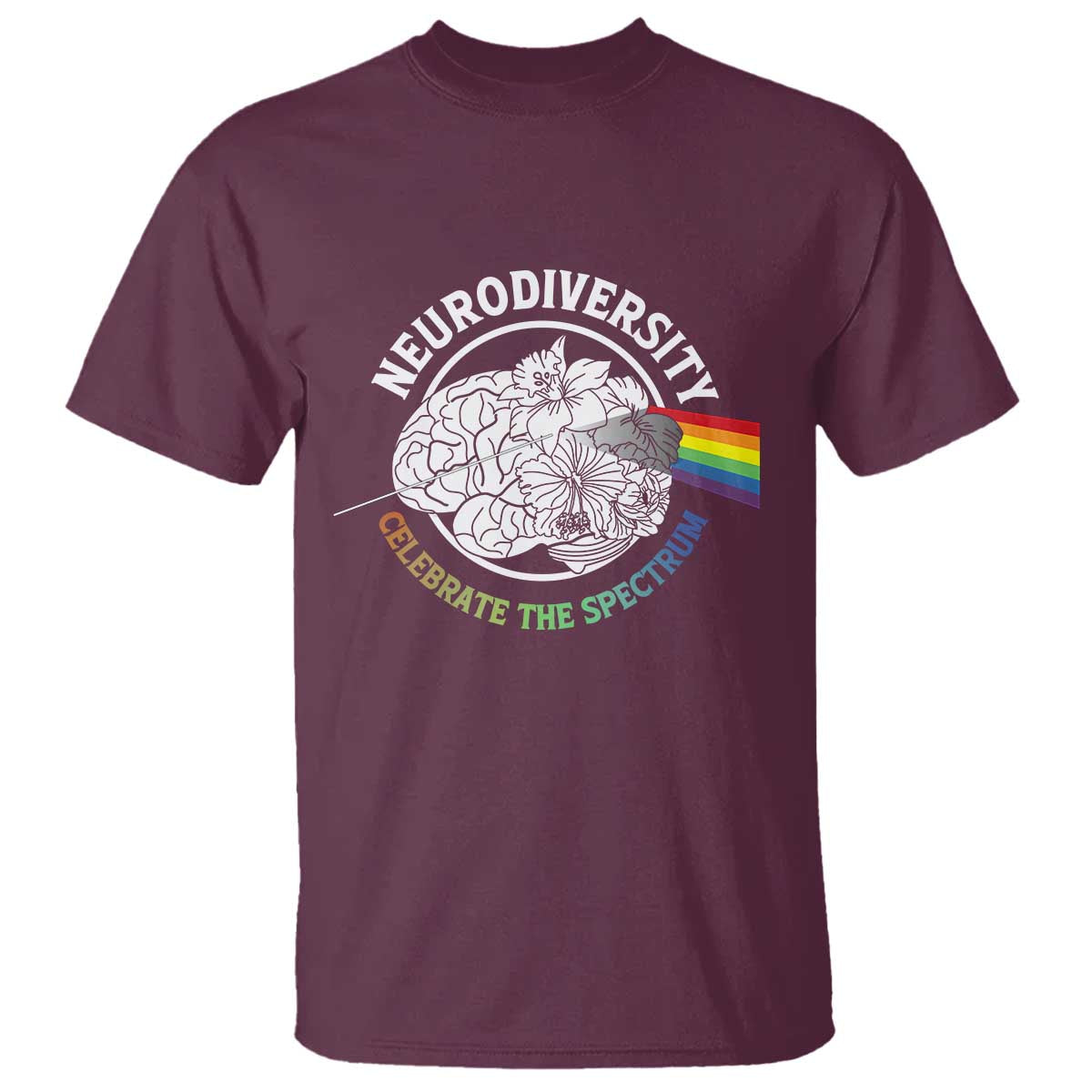 Neurodiversity Celebrate The Spectrum T Shirt Brain Autism Awareness ASD ADHD