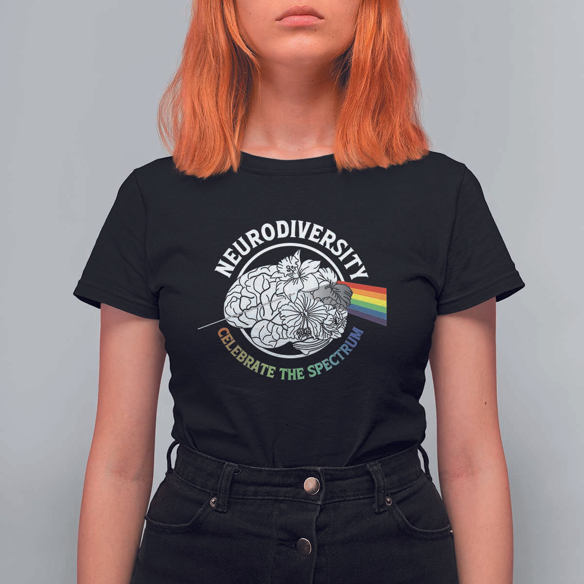 Neurodiversity Celebrate The Spectrum T Shirt For Women Brain Autism Awareness ASD ADHD