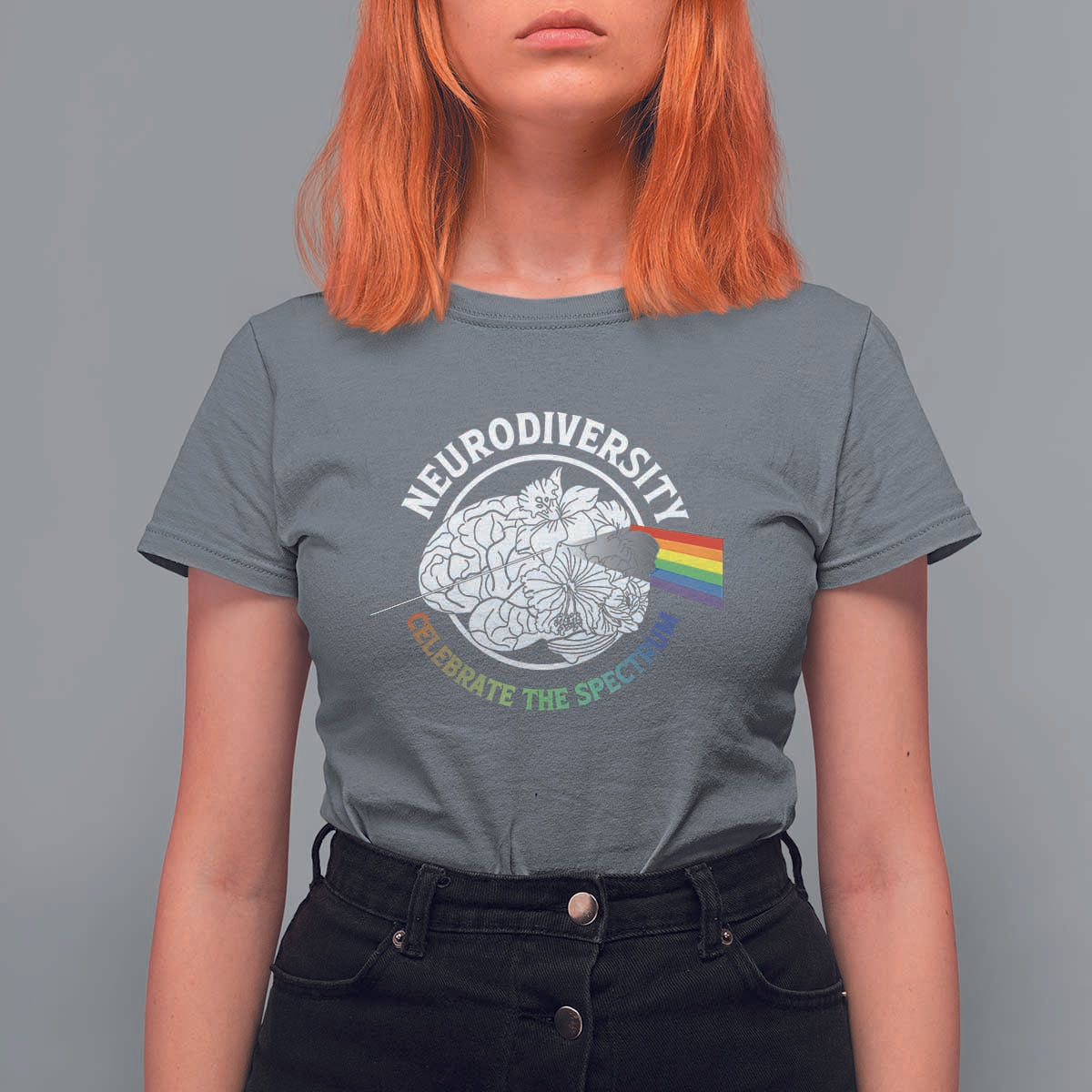 Neurodiversity Celebrate The Spectrum T Shirt For Women Brain Autism Awareness ASD ADHD