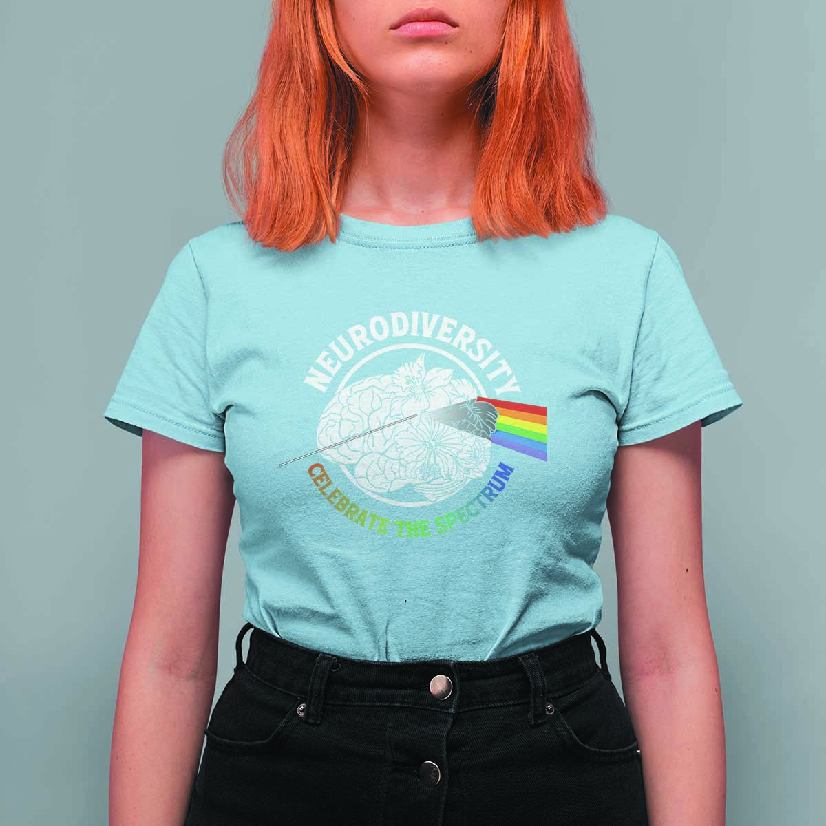 Neurodiversity Celebrate The Spectrum T Shirt For Women Brain Autism Awareness ASD ADHD